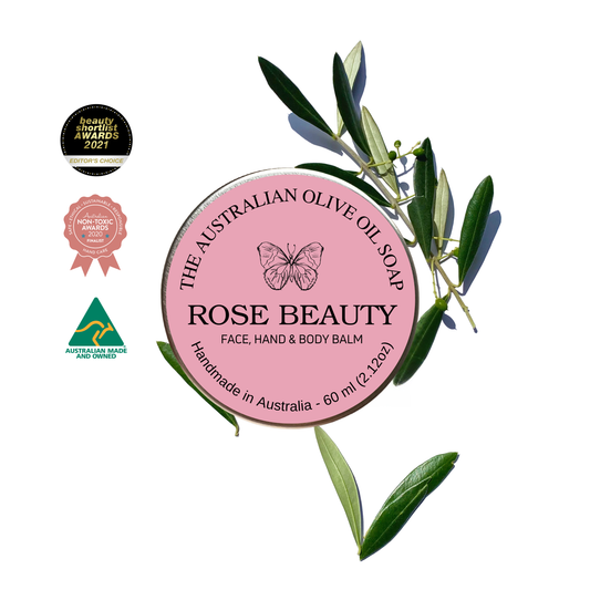 award-winning rose beauty balm handcrafted with murumuru butter for face, hand and body.